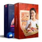 Pack 130 Artes editáveis sushi Photoshop +Legendas