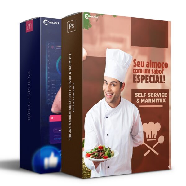 Pack 130 Artes editáveis self service e marmitex Photoshop +Legendas