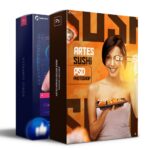 Pack 280 Artes editáveis sushi, comida japonesa Photoshop psd