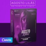 Pack 20 Artes editáveis no Canva - Agosto Lilás +Stories
