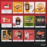 Pack 280 Artes editáveis sushi, comida japonesa Photoshop psd - Imagem 8