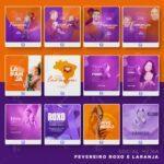 Pack 170 Artes editáveis fevereiro roxo e laranja - Photoshop Psd - Imagem 8
