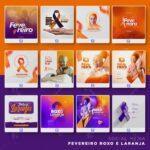 Pack 170 Artes editáveis fevereiro roxo e laranja - Photoshop Psd - Imagem 7