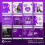 Pack 20 Artes editáveis no Canva - Agosto Lilás +Stories - Imagem 3