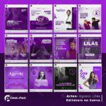 Pack 20 Artes editáveis no Canva - Agosto Lilás +Stories - Imagem 2