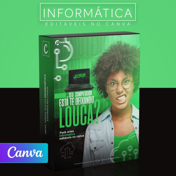 Pack 40 Artes editáveis no canva - informática+Stories