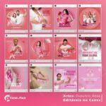 Pack 50 Artes editáveis no canva - Outubro rosa +Stories - Imagem 4