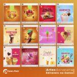 Pack 50 Artes editáveis no canva - Sorveteria +Stories - Imagem 2