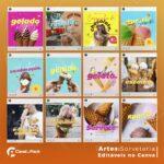 Pack 50 Artes editáveis no canva - Sorveteria +Stories - Imagem 3