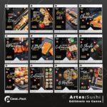 Pack 80 Artes editáveis no canva - Sushi +Stories - Imagem 5