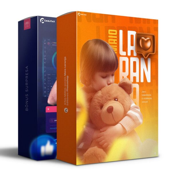 Pack 65 Artes editáveis photoshop -  Maio laranja