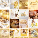 Pack155 Artes editáveis Photoshop -  Ano novo ,reveillion 2024 - Imagem 2