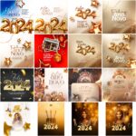 Pack155 Artes editáveis Photoshop -  Ano novo ,reveillion 2024 - Imagem 10